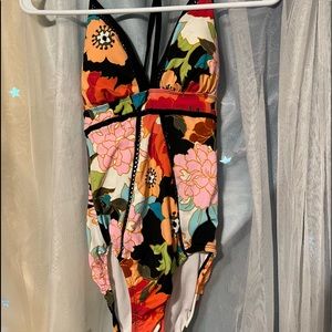 Floral one piece swim suit
